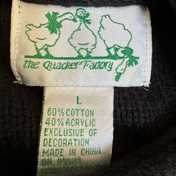 Quacker Factory Black Daisy Bees Honey Floral Zip-Up Hooded Vest cardigan size L - Picture 5 of 7